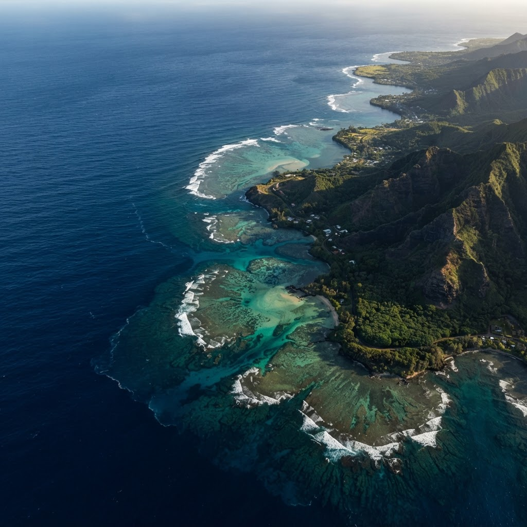 Aerial view of ocean coastline